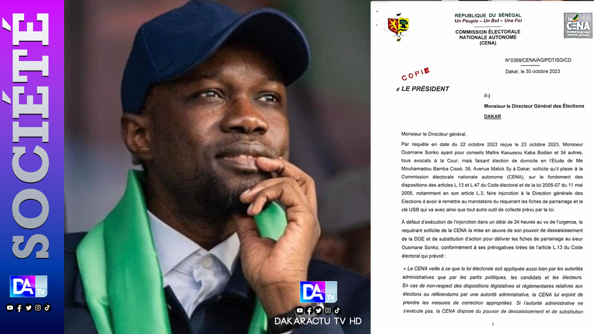 Présidentielle 2024: La CENA invite " la DGE à prendre toutes les dispositions nécessaires pour faire tenir à la disposition du mandataire de Ousmane Sonko la fiche de parrainage, la clé USB...