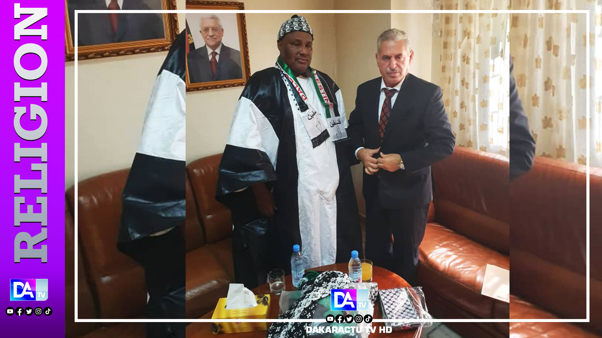 Serigne Cheikh Ahmed Saloum Dieng du forum islamique pour la paix reçu par l'ambassadeur de Palestine...