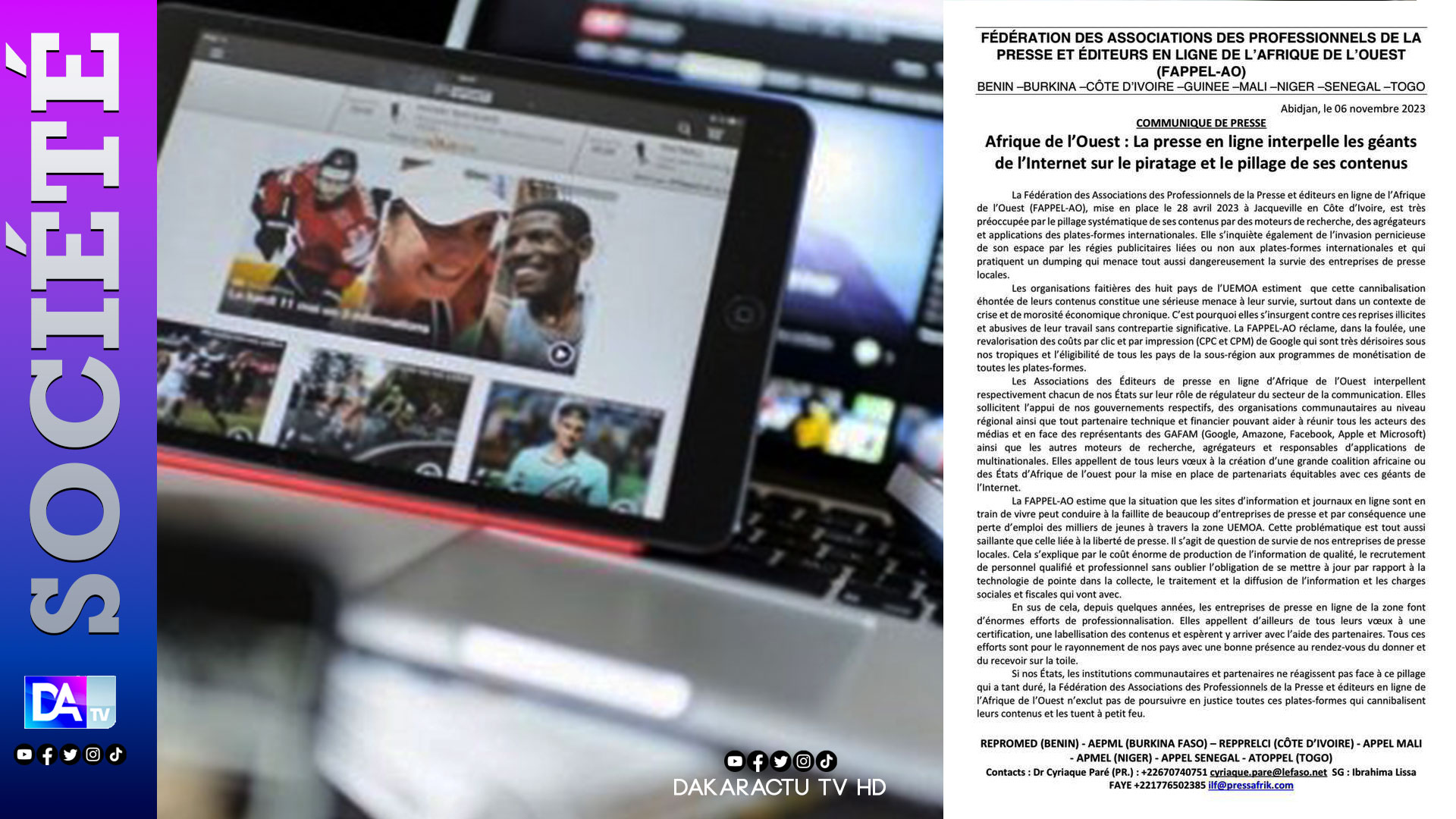 Afrique de l’Ouest : La presse en ligne interpelle les géants de l’Internet sur le piratage et le pillage de ses contenus