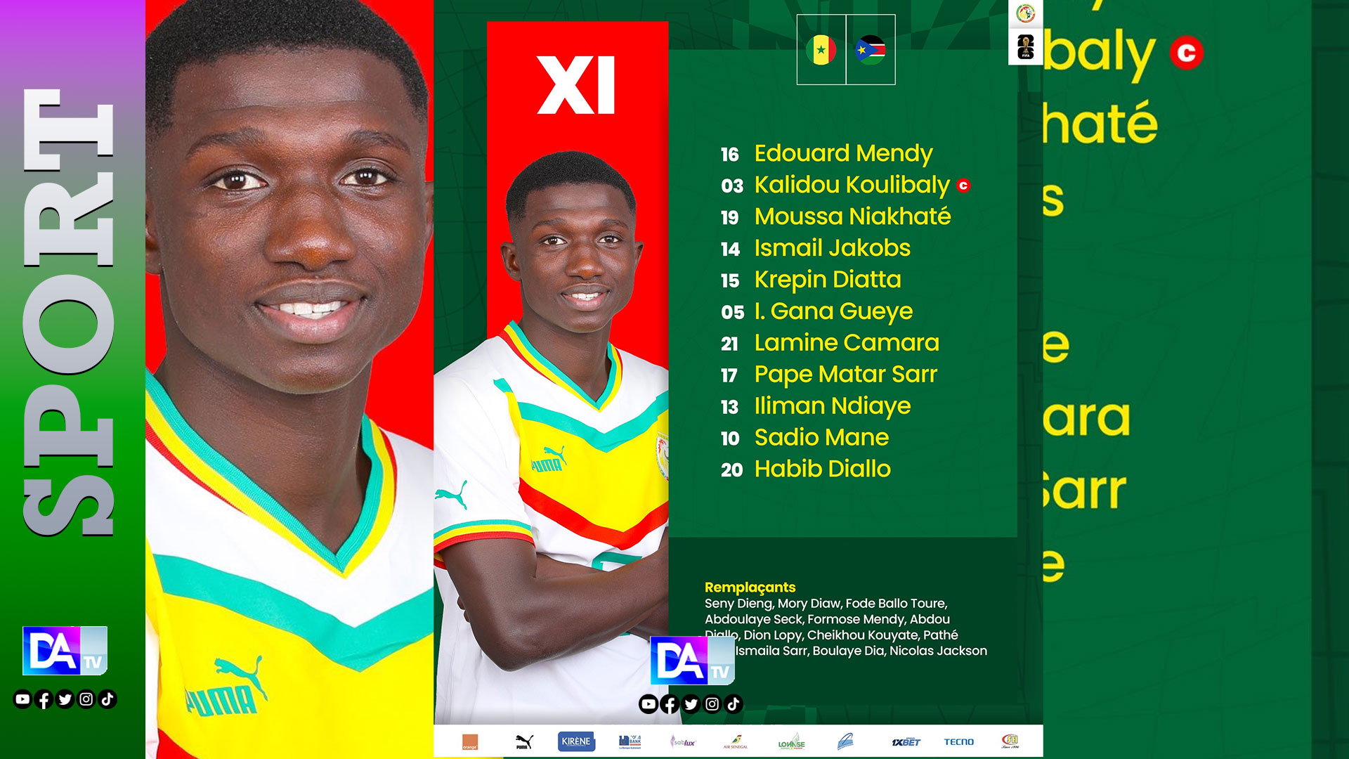SÉNÉGAL VS SOUDAN SUD : Le onze de départ avec la première titularisation de Lamine Camara…