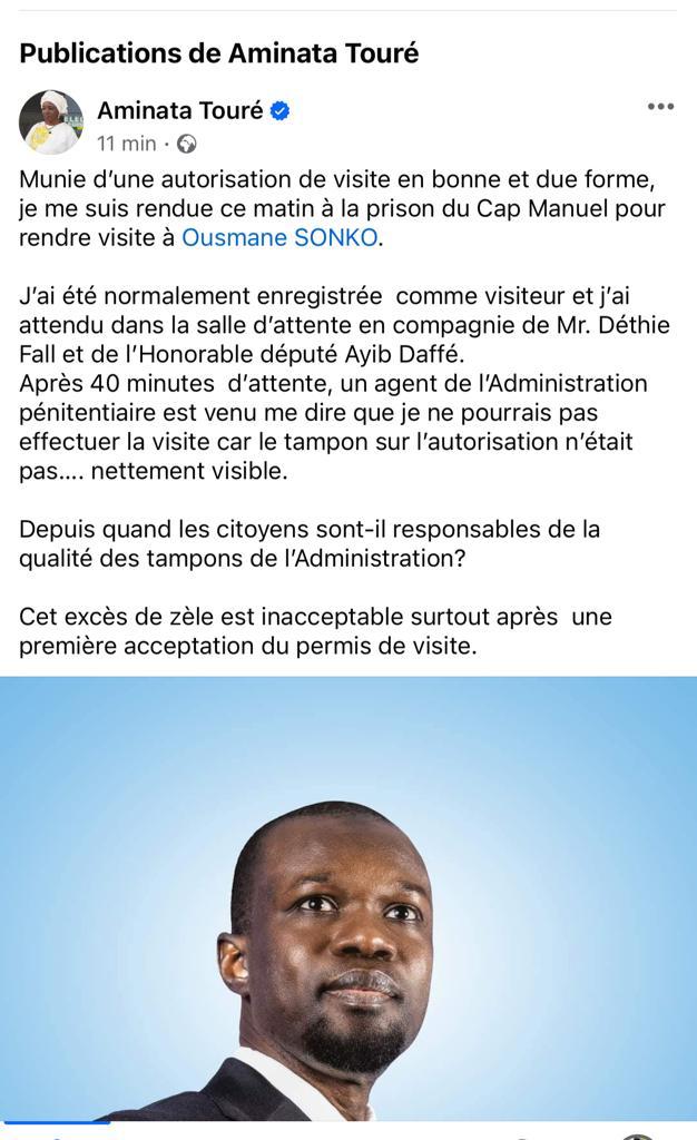 Visite à Sonko au Cap Manuel : Aminata Touré bloquée…