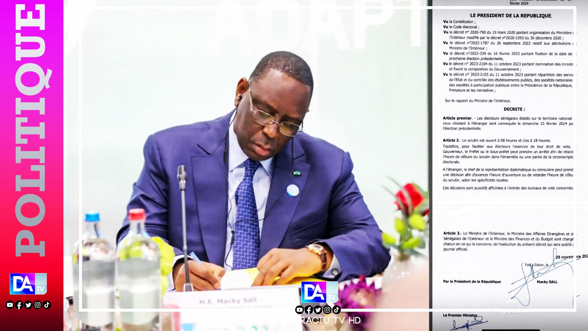 « Les citoyens sénégalais d’ici et de la diaspora convoqués le 25 février prochain pour élire un nouveau président » (décret)