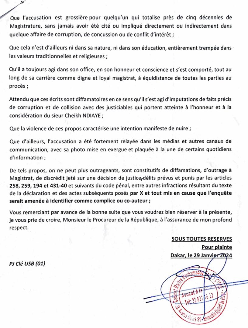 Accusations de corruption contre ses membres : Le juge  Cheikh Ndiaye  traduit le Pds en justice