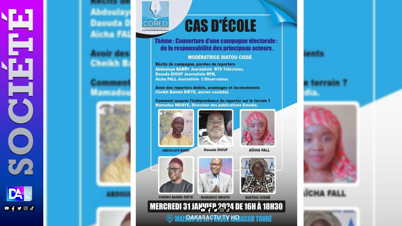 Couverture de la campagne électorale : Le CORED organise un cas d’école, ce mercredi