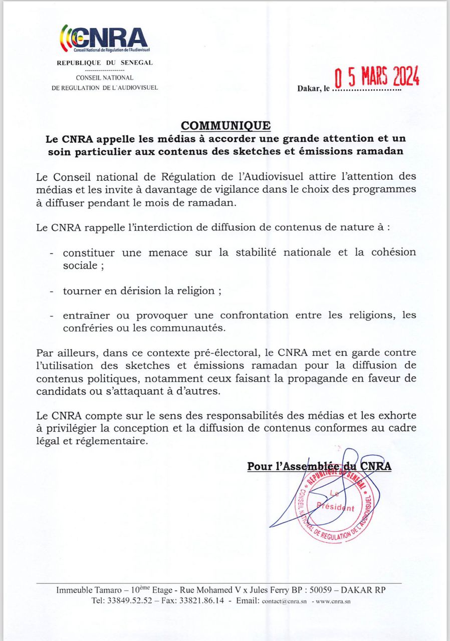 Présidentielle-Ramadan 2024: Les mises en garde du CNRA aux médias