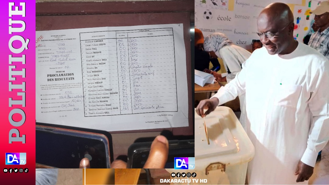 Thiès/ École Malick Kaïré Diaw: Idrissa Seck perd son bureau de vote...il arrive en troisième position