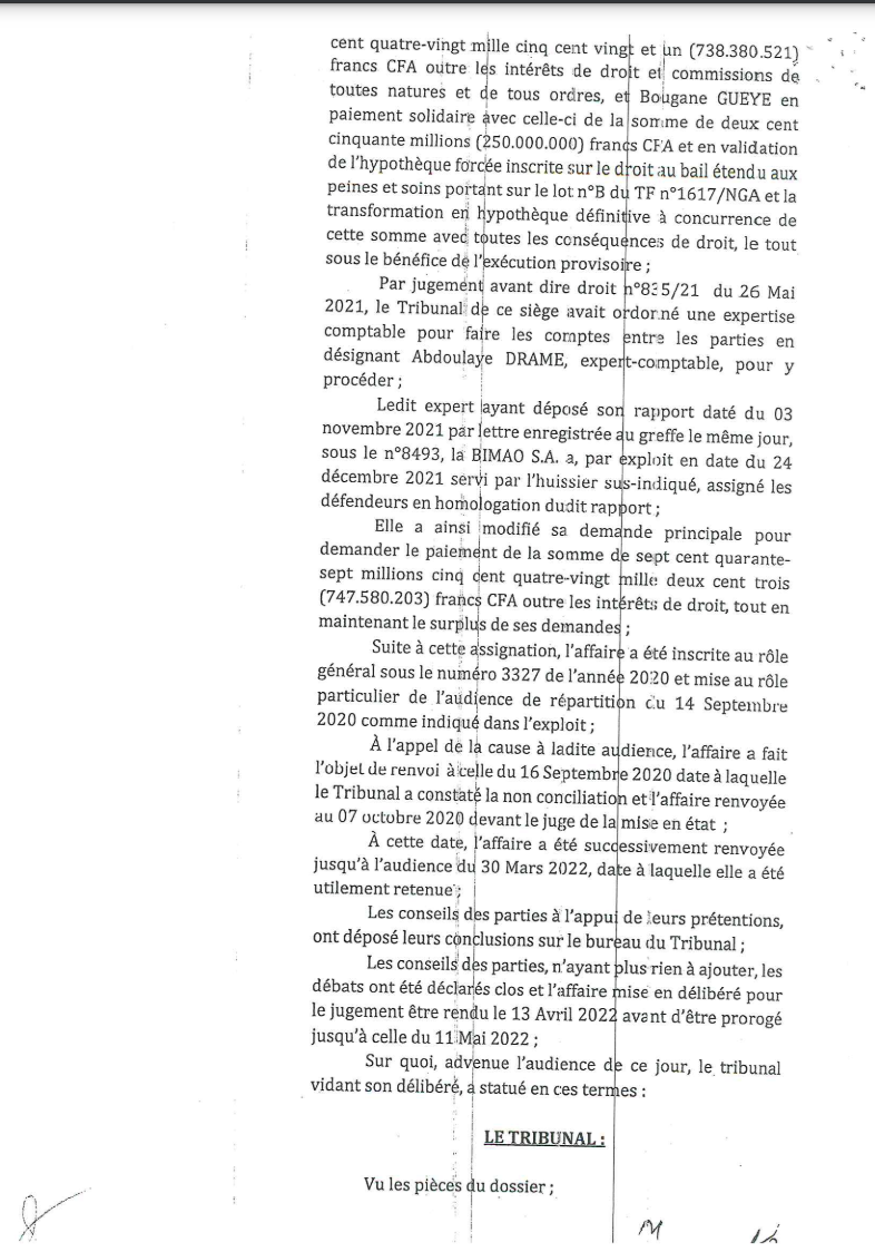 Contentieux d'affaires: Le tribunal du commerce de Dakar condamne Bougane à payer plus de 700.000.000 Fcfa à la BIMAO