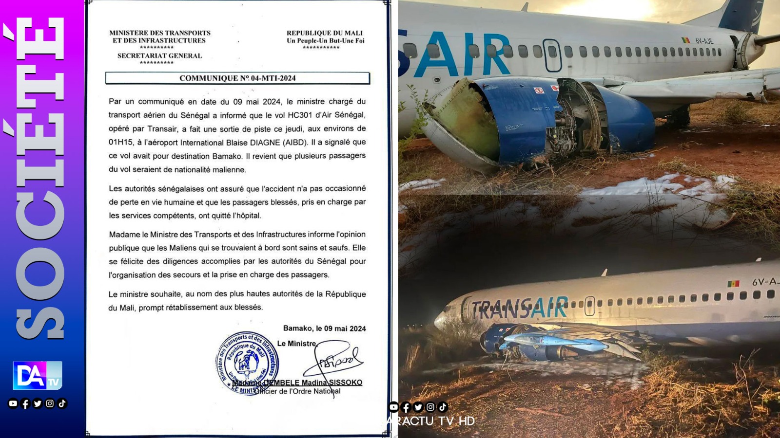 AIBD / Accident du vol HC301 de Air Sénégal : Les autorités maliennes satisfaites de la prise en charge de leurs concitoyens