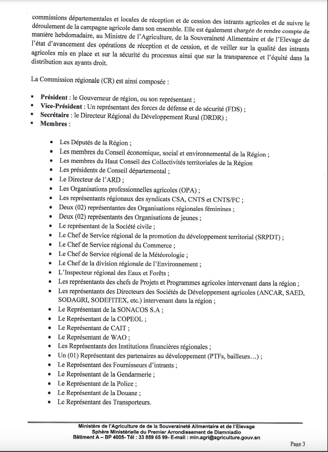 Campagne agricole 2024-2025: Le ministre de l’agriculture fixe la constitution des commissions de supervision de distribution des semences et engrais