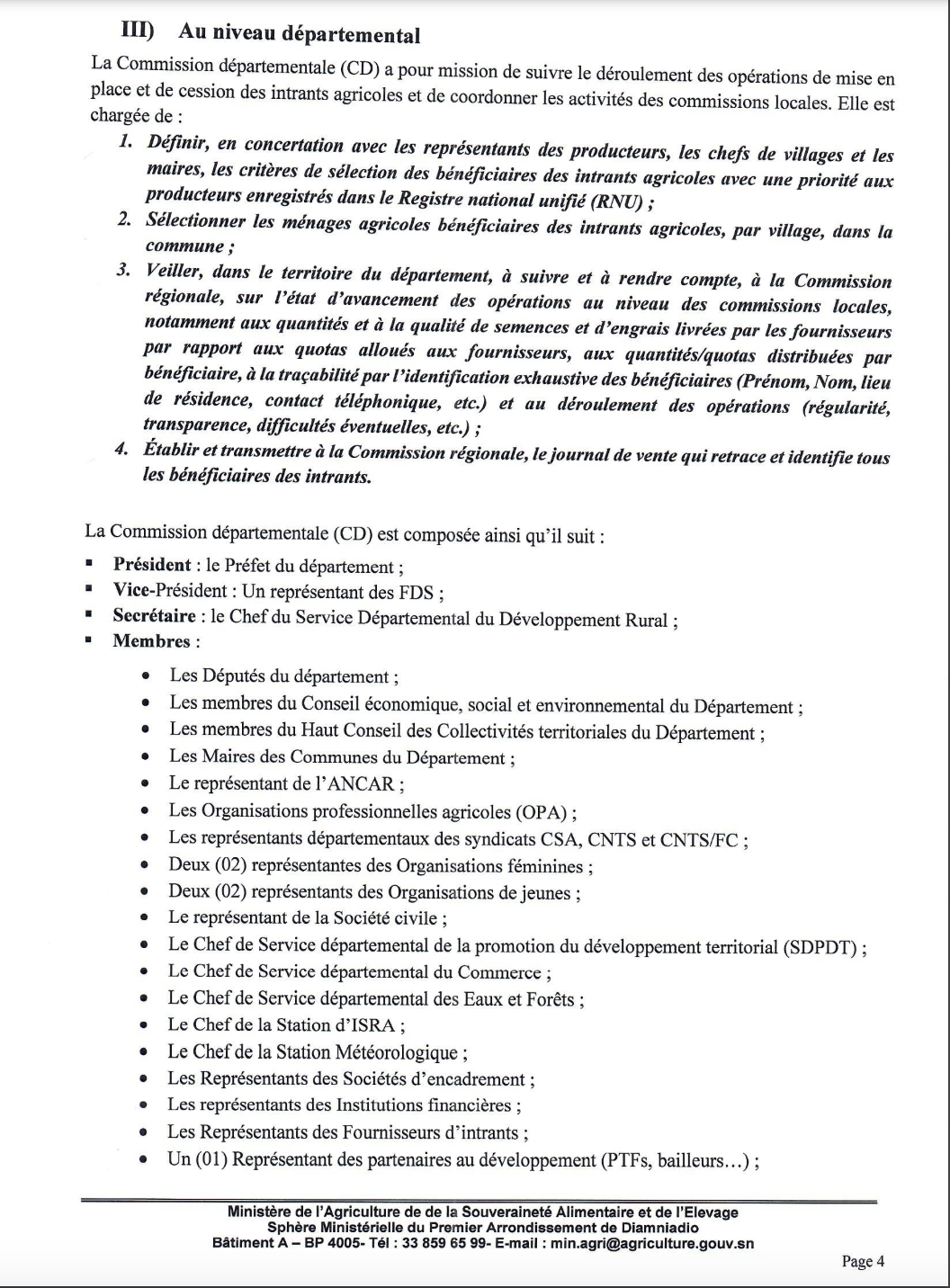 Campagne agricole 2024-2025: Le ministre de l’agriculture fixe la constitution des commissions de supervision de distribution des semences et engrais