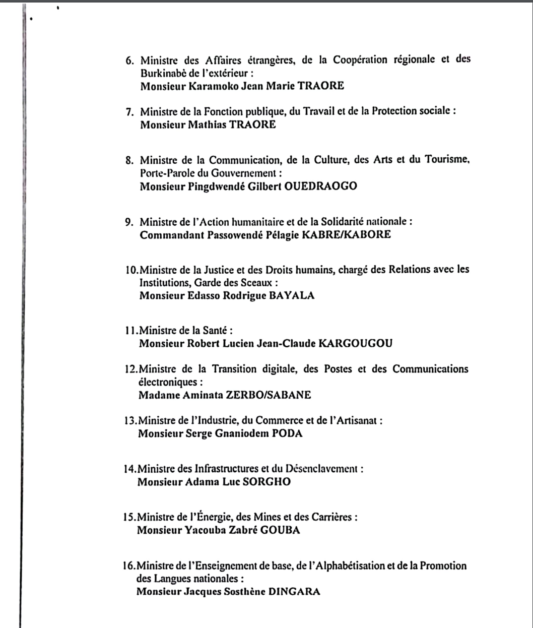 Burkina: un nouveau gouvernement formé deux jours après sa dissolution