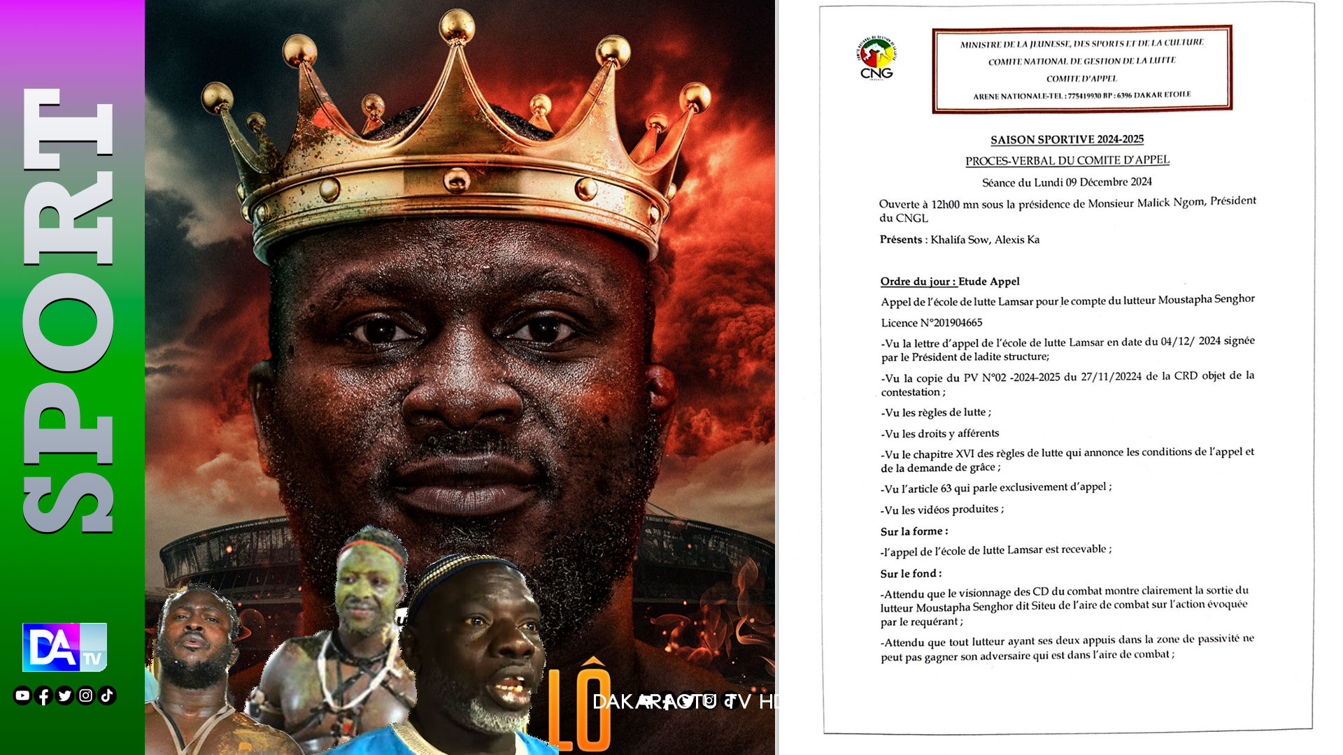 Coup de théâtre : après le recours rejeté, le CNG enterre l'appel de Pére Max et Siteu – Modou Lo reste indétrônable.