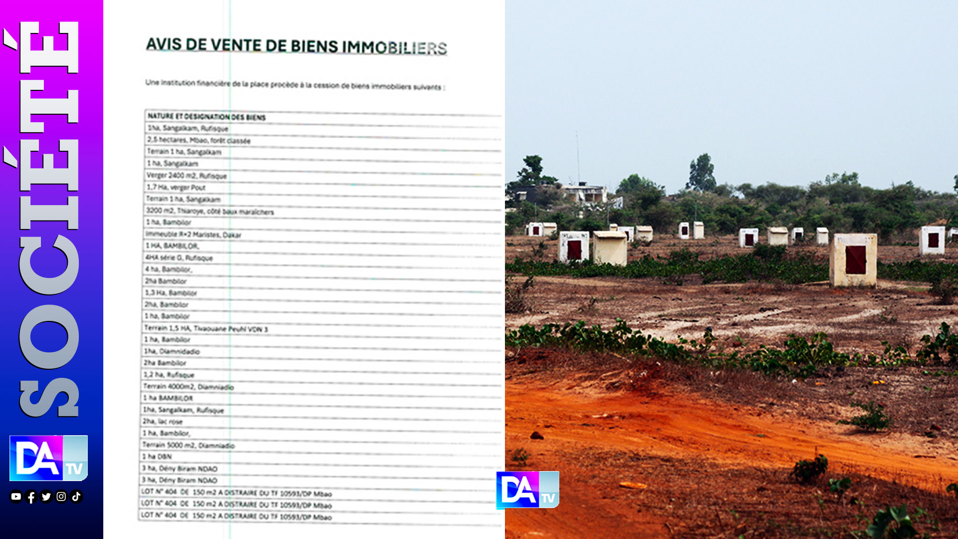 AVIS DE VENTE DE BIENS IMMOBILIERS 