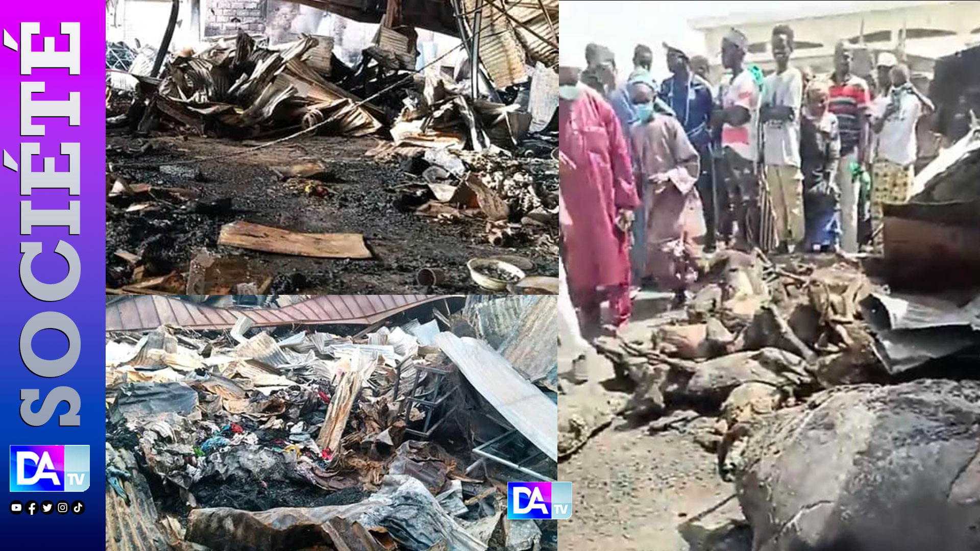 Bilan provisoire de l'incendie au marché central de Kaolack : Un blessé et plusieurs cantines détruites