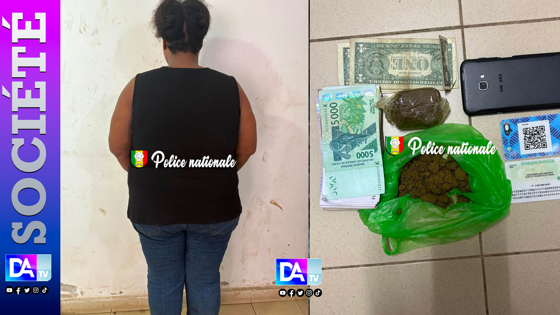 Parcelles Assainies : une femme-mule piégée avec du haschisch et des dollars !