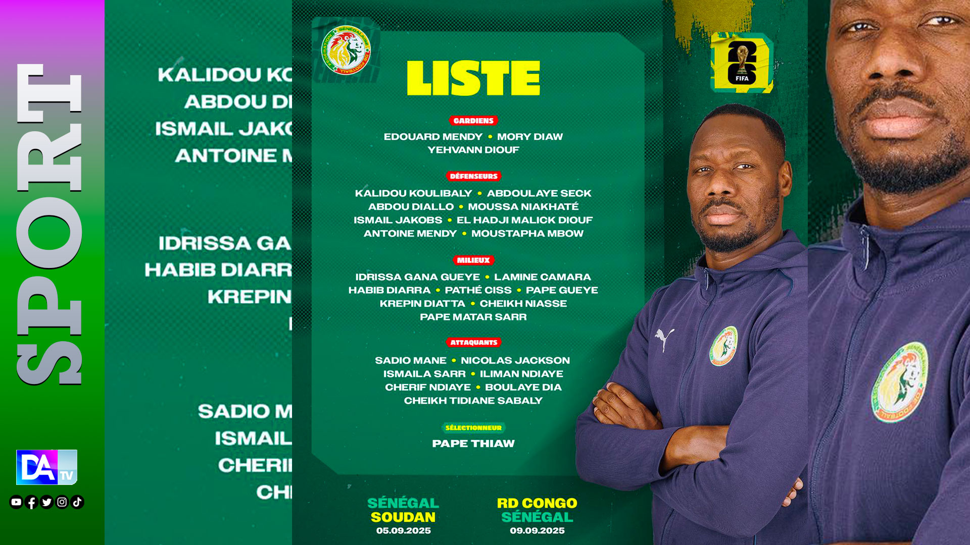 Mondial 2026 – Pape Thiaw dévoile sa liste contre le Soudan et la RD Congo : un nouveau Lion rejoint la Tanière