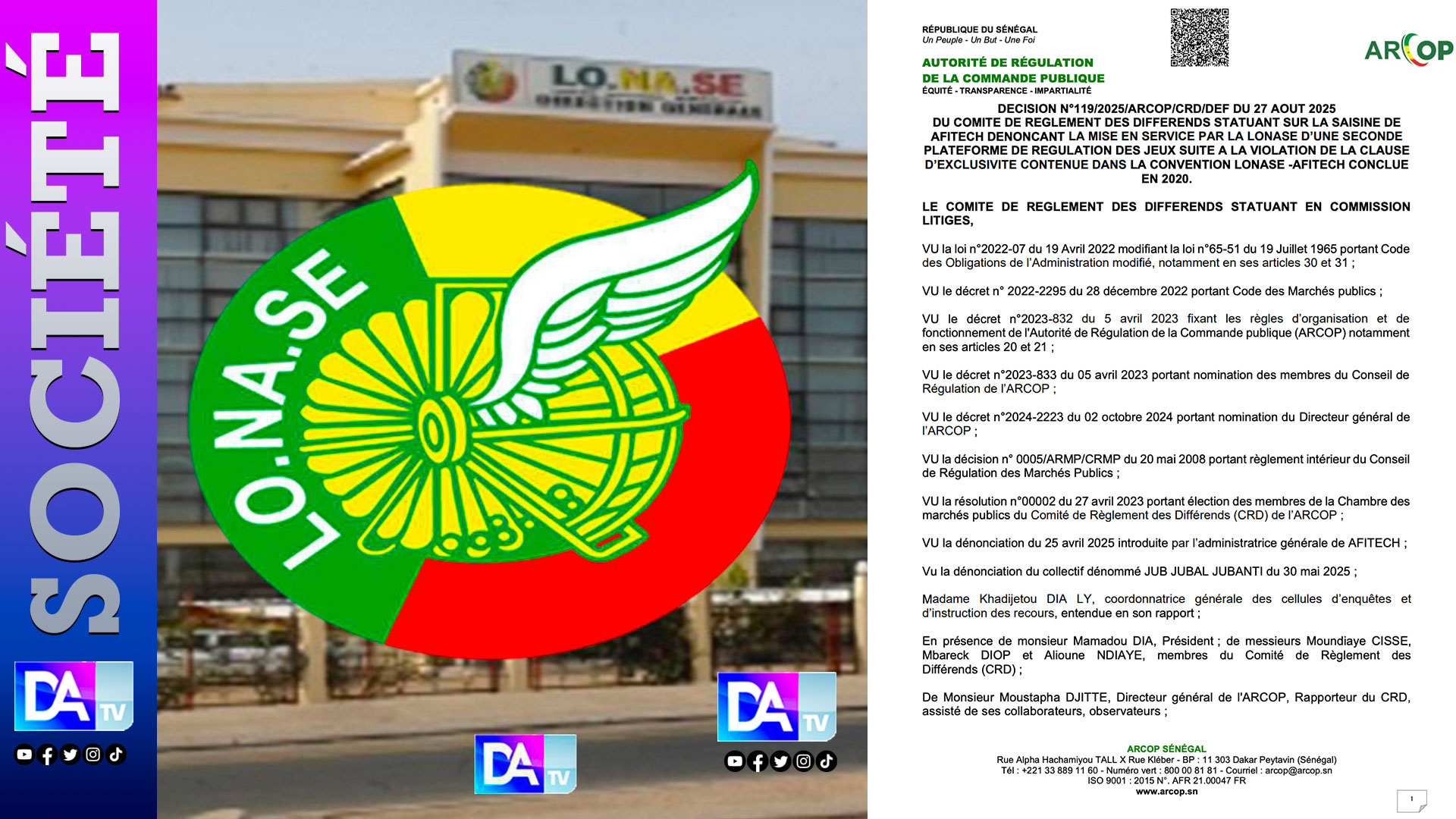 Affaire Lonase Afitech : l'ARCOP renvoie les deux parties devant le juge