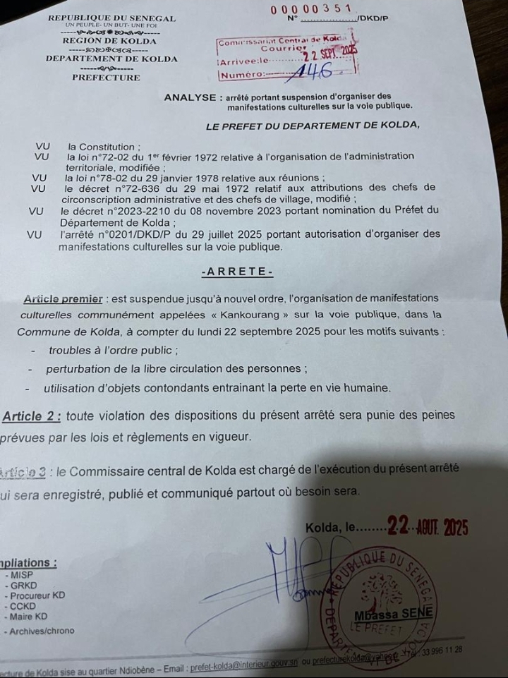 ‎KOLDA : Le préfet interdit la sortie du kankourang jusqu'à nouvel ordre...