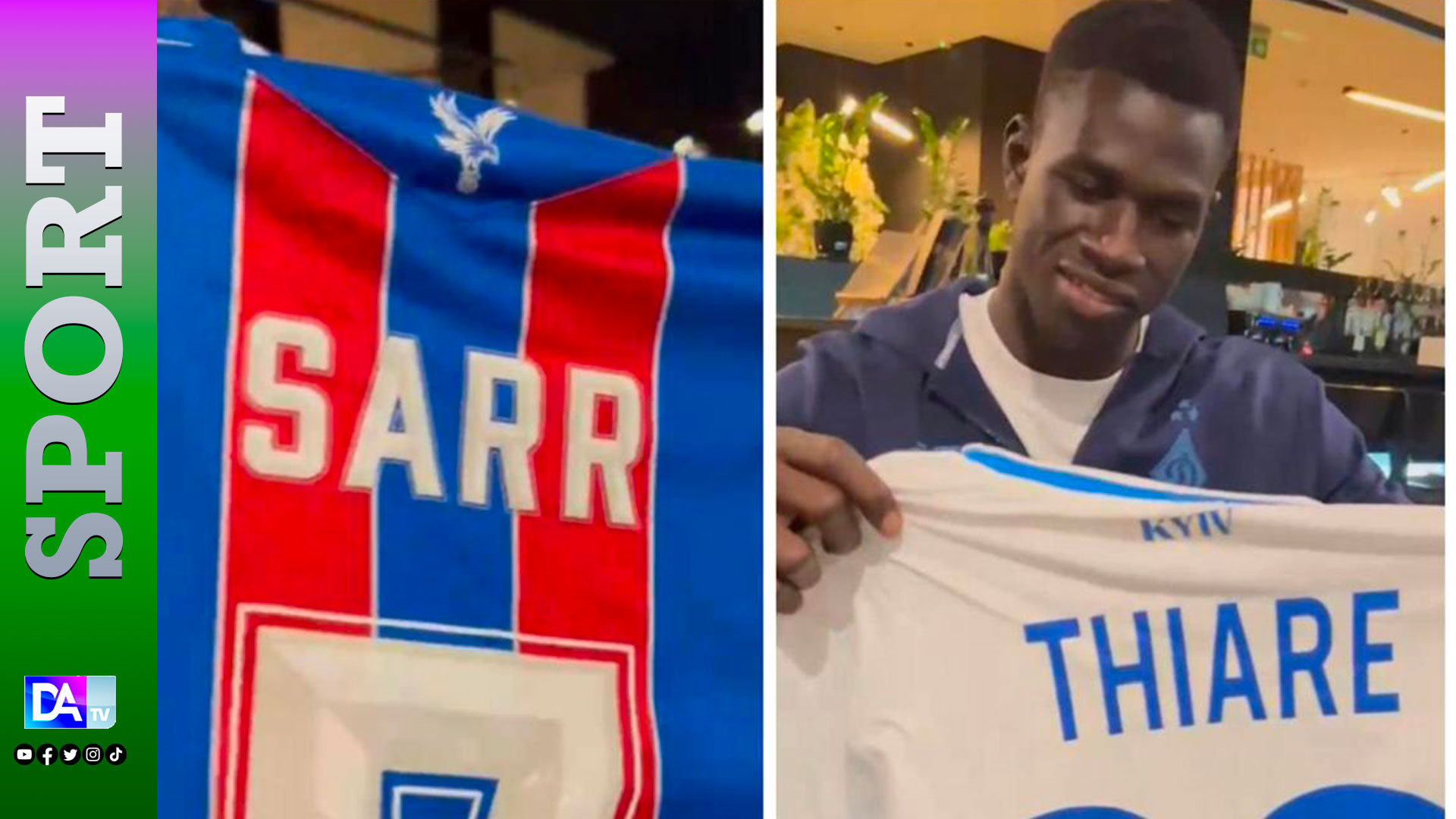 Ligue Conférence/  Ismaela Sarr admiratif de Aliou Thiaré  lors de Crystal Palace vs  Dynamo Kyiv , lui offre son maillot