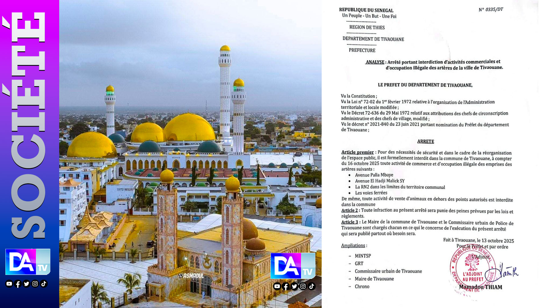 Tivaouane : Le Préfet interdit l'occupation illégale des artères et la vente d'animaux hors zones autorisées