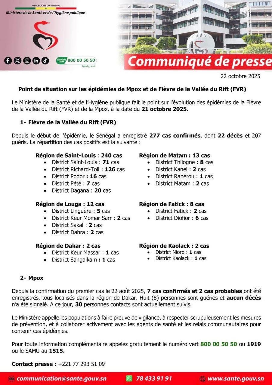 Fièvre de la vallée du rift: un 22e décès enregistré…