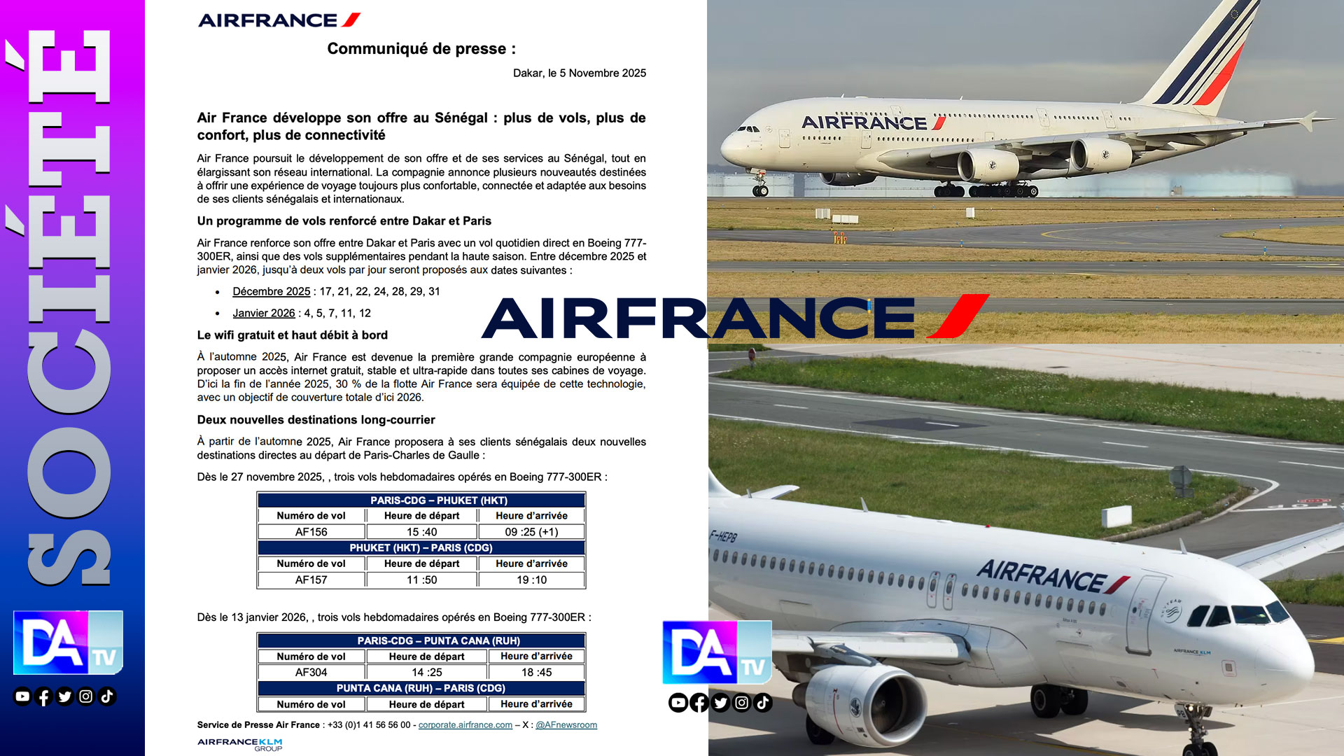 Air France muscle son offre au Sénégal : plus de vols, plus de confort, plus de connectivité