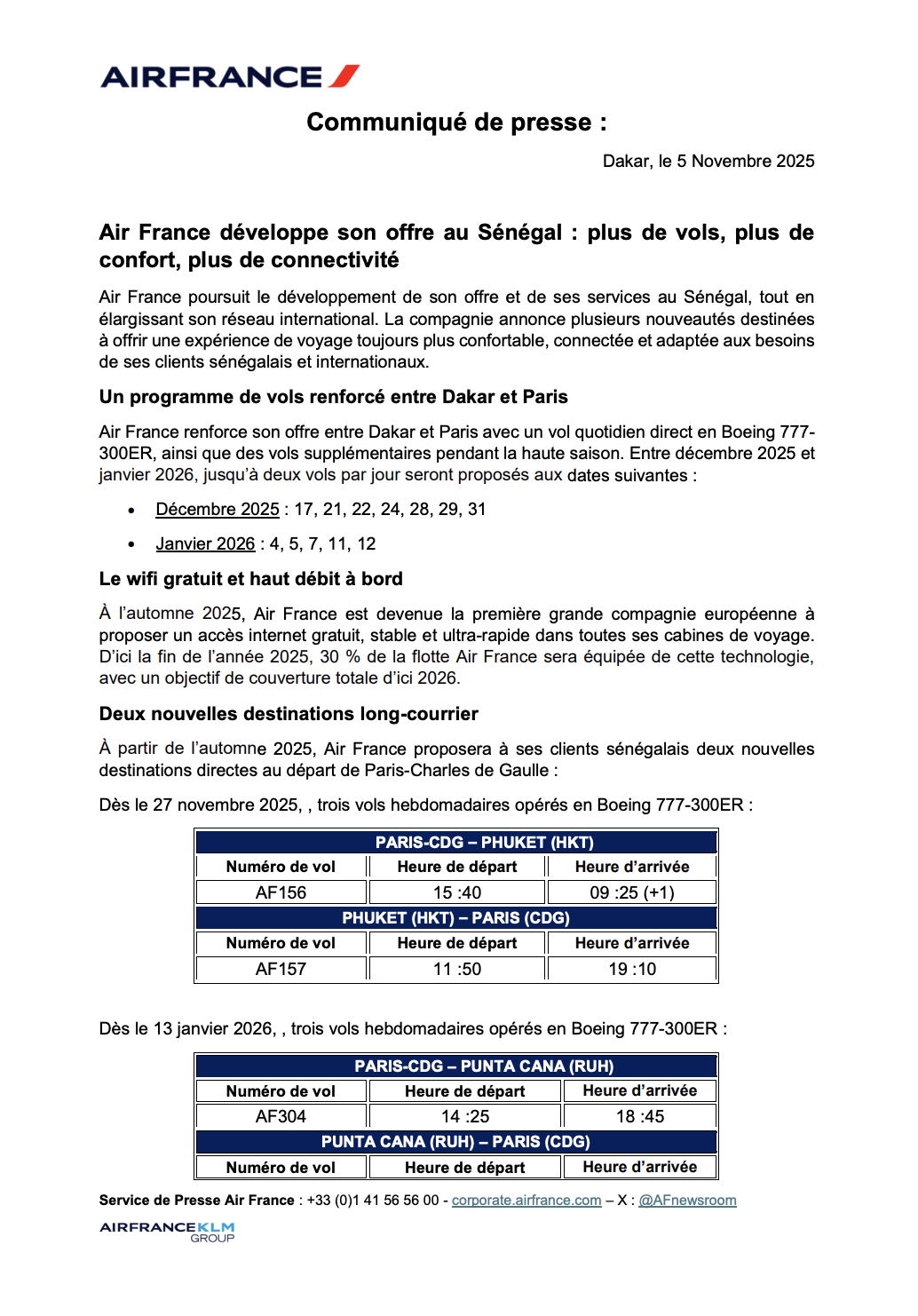 Air France muscle son offre au Sénégal : plus de vols, plus de confort, plus de connectivité