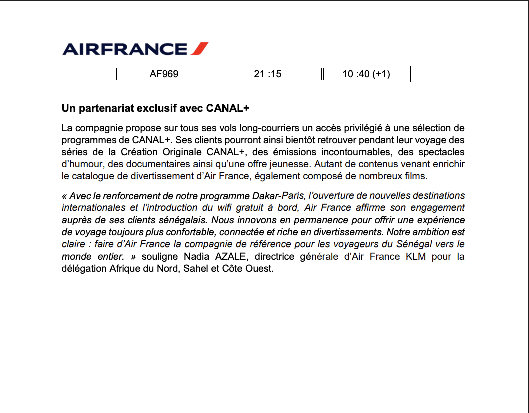 Air France muscle son offre au Sénégal : plus de vols, plus de confort, plus de connectivité