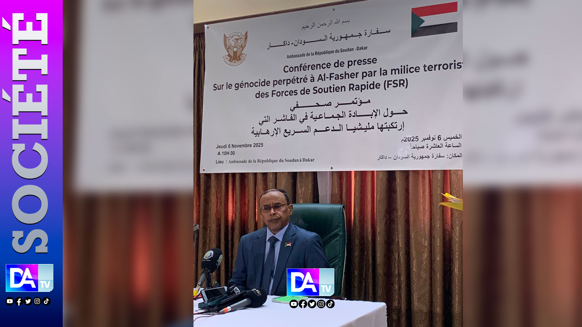 Génocide à El Fasher : L’Ambassadeur du Soudan interpelle les organisations internationales et régionales et appelle à la responsabilité