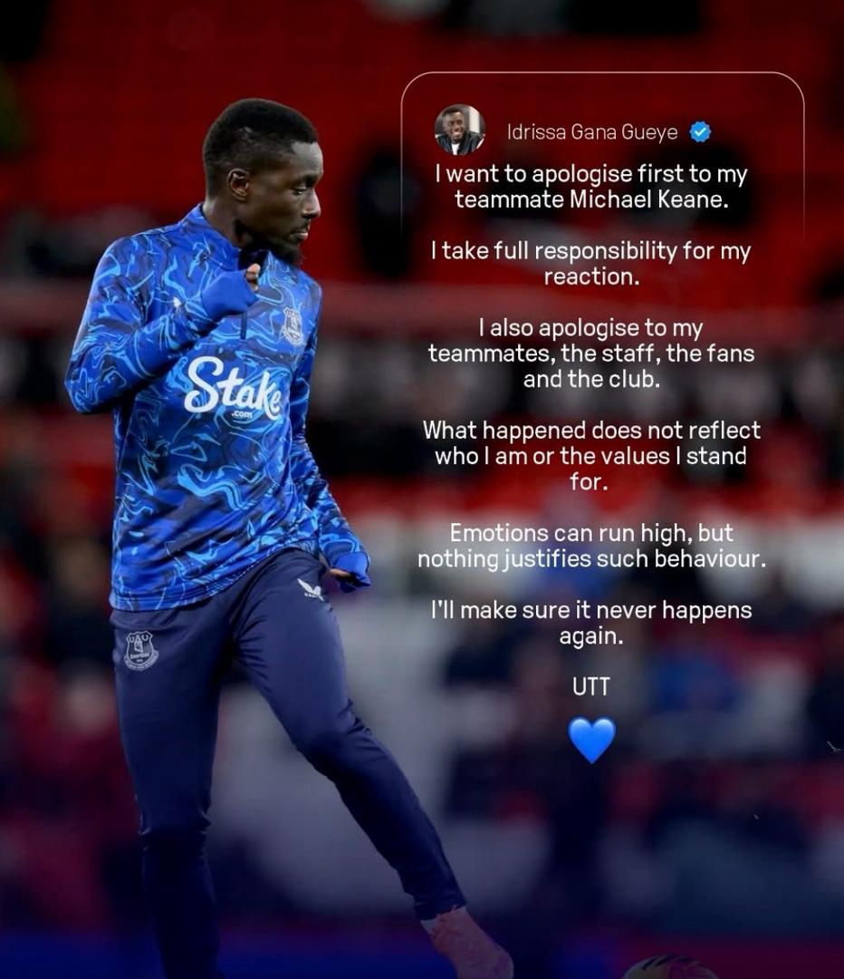 EVERTON / Idrissa Gana Gueye présente ses excuses après un incident avec Michael Keane