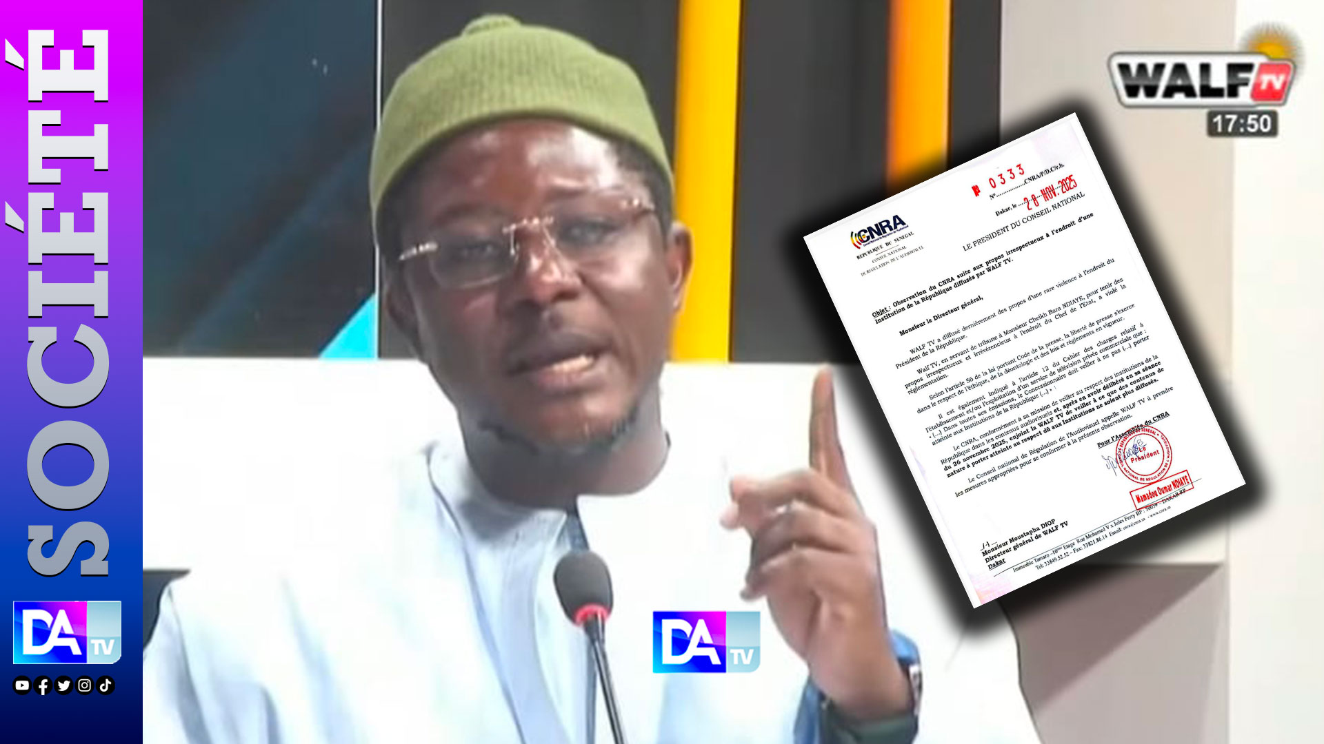 Propos jugés irrespectueux de Cheikh Bara Ndiaye : le CNRA recadre sévèrement WALF TV