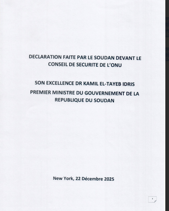 Conflit au Soudan : Le Premier ministre du Soudan, Dr Kamil-El-Tayeb Idriss, présente le plan de paix pour une sortie de crise