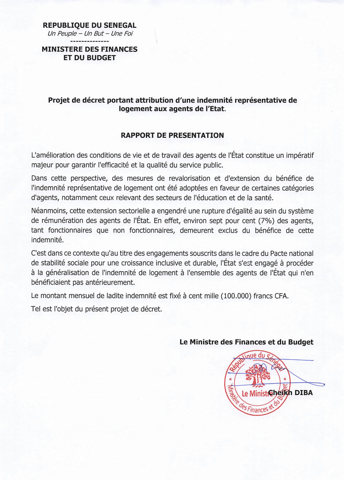 Fonction publique : Le président de la République généralise l’indemnité de logement à tous les agents