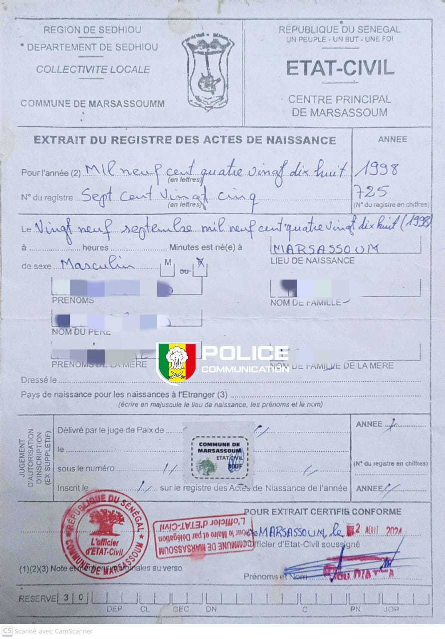 SÉDHIOU  : un vaste réseau de faux documents démantelé à la mairie de Marsassoum…l’état-civil se vendait à 30 000 FCFA