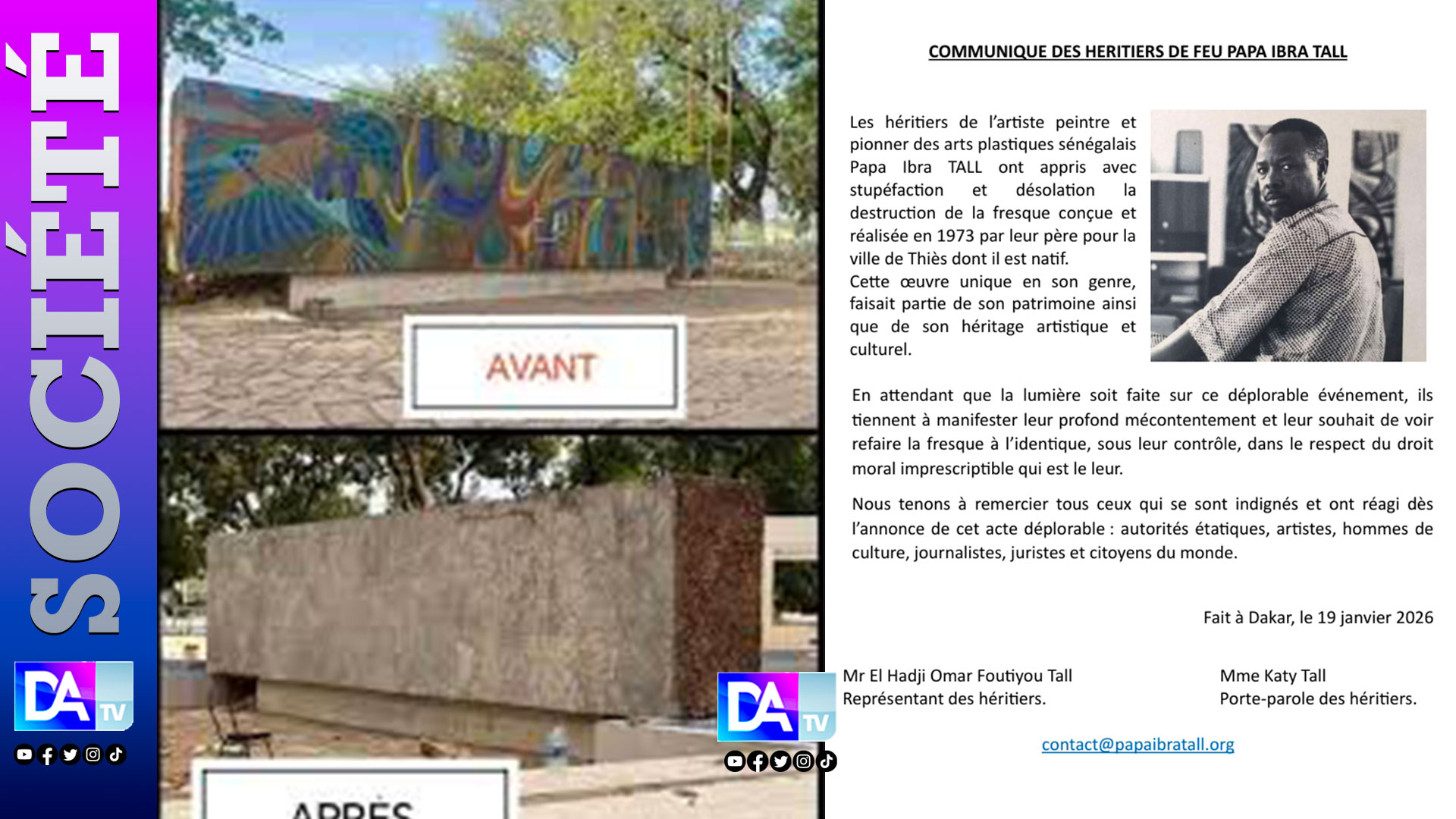 Thiès - Destruction de l'œuvre d'art de feu Papa Ibra Tall : Ses héritiers expriment leur mécontentement et déclarent...