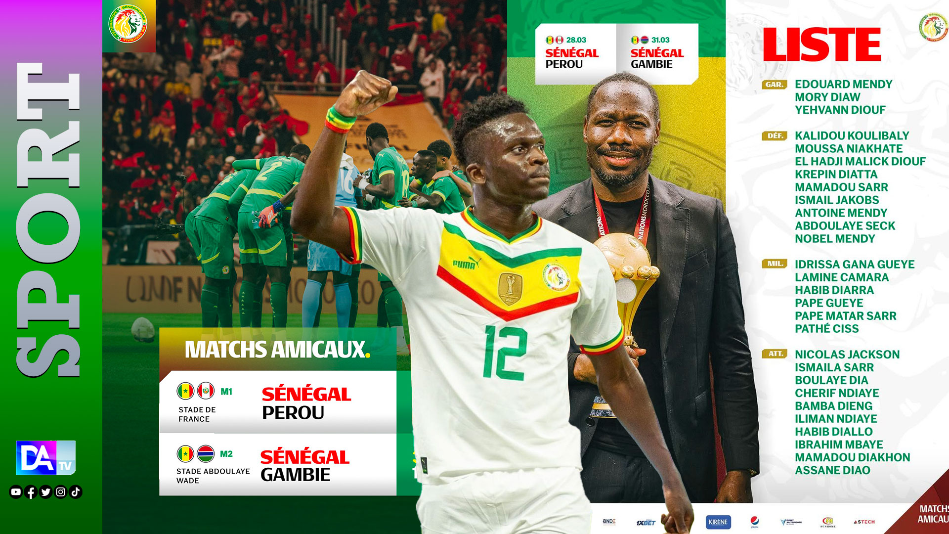 Liste des Lions - Surprise, confirmations et retours : Pape Thiaw dévoile ses 28 guerriers pour affronter le Pérou et la Gambie…le comeback de Bamba Dieng,Sadio Mané Absent