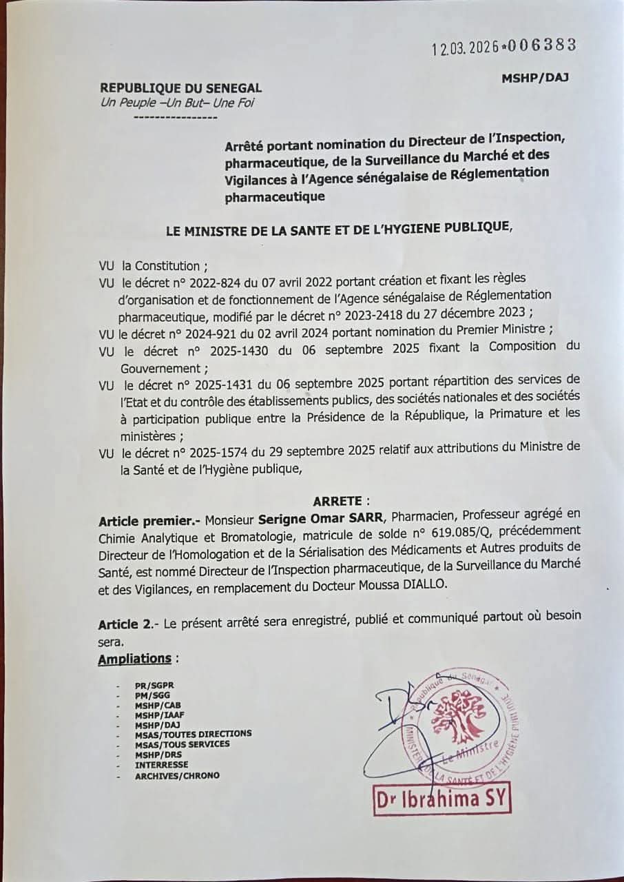 Affaire Softcare : Le Dr Moussa Diallo relevé de ses fonctions à l’inspection pharmaceutique