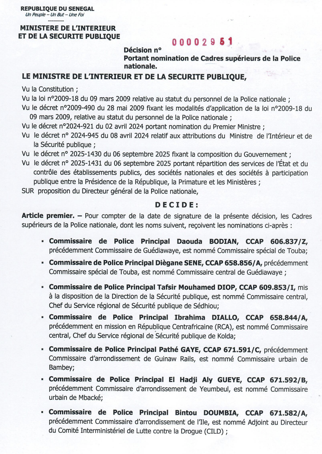 Vaste jeu de chaises musicales à la Police nationale : Une trentaine de commissaires changent de poste