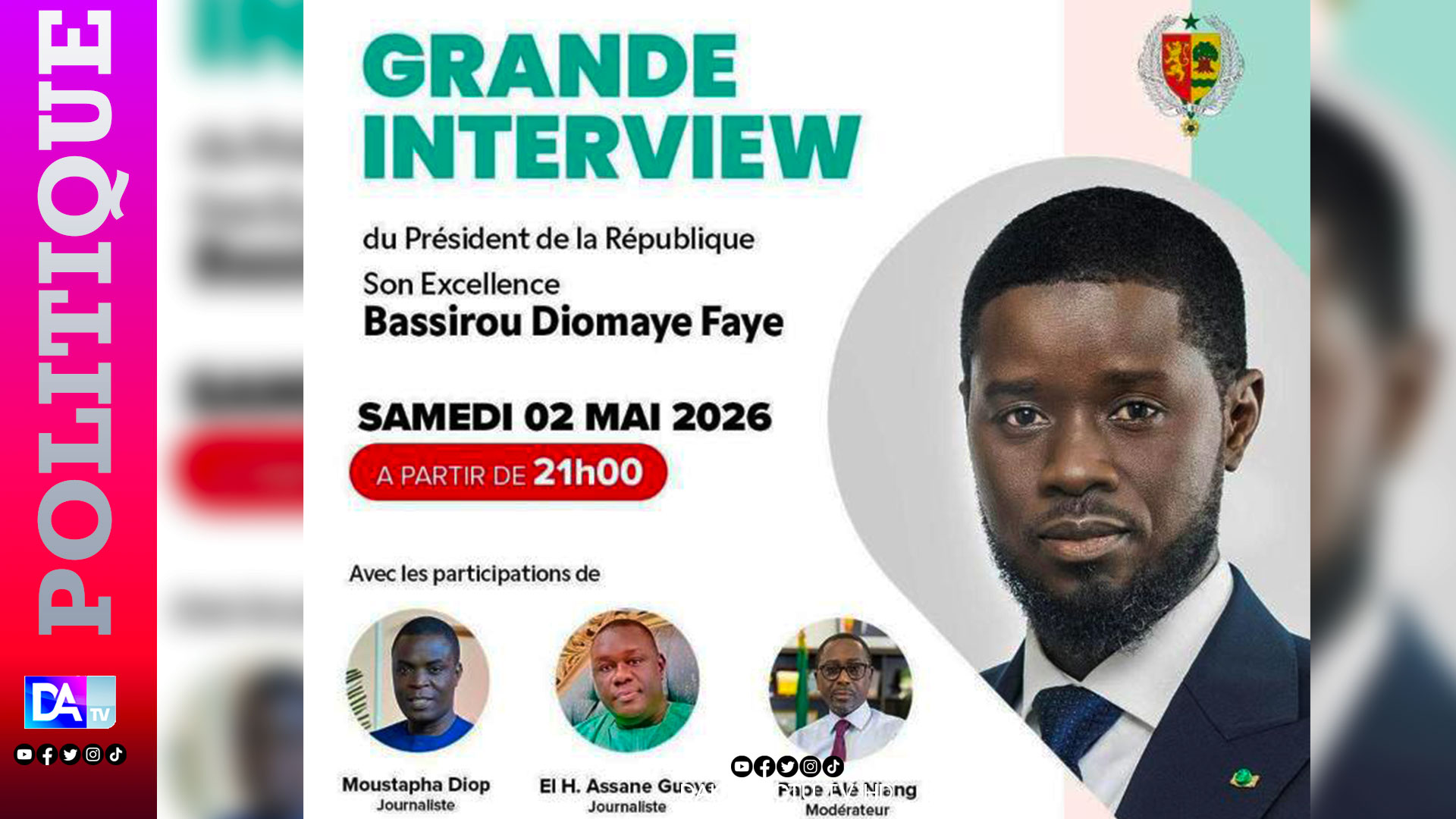 ? DIRECT | La grande interview du PR Bassirou Diomaye Faye