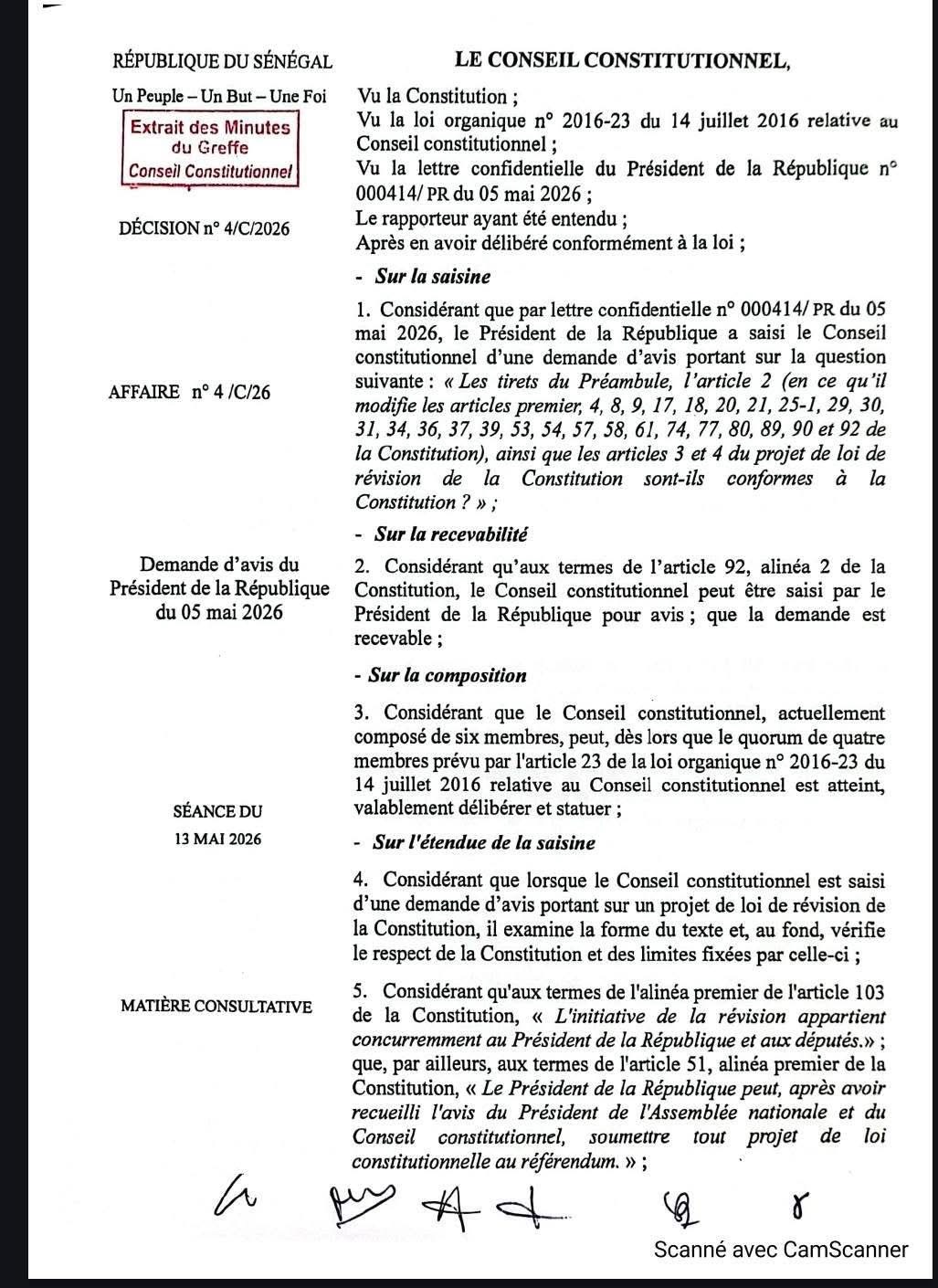 Révision de la constitution : Ce que dit le conseil constitutionnel