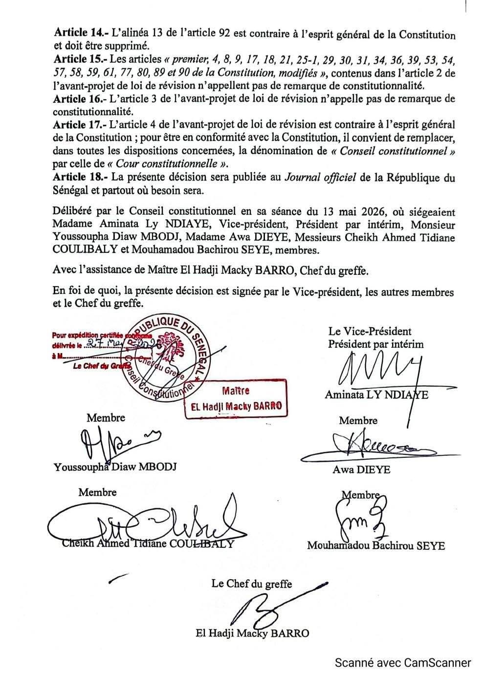 Révision de la constitution : Ce que dit le conseil constitutionnel