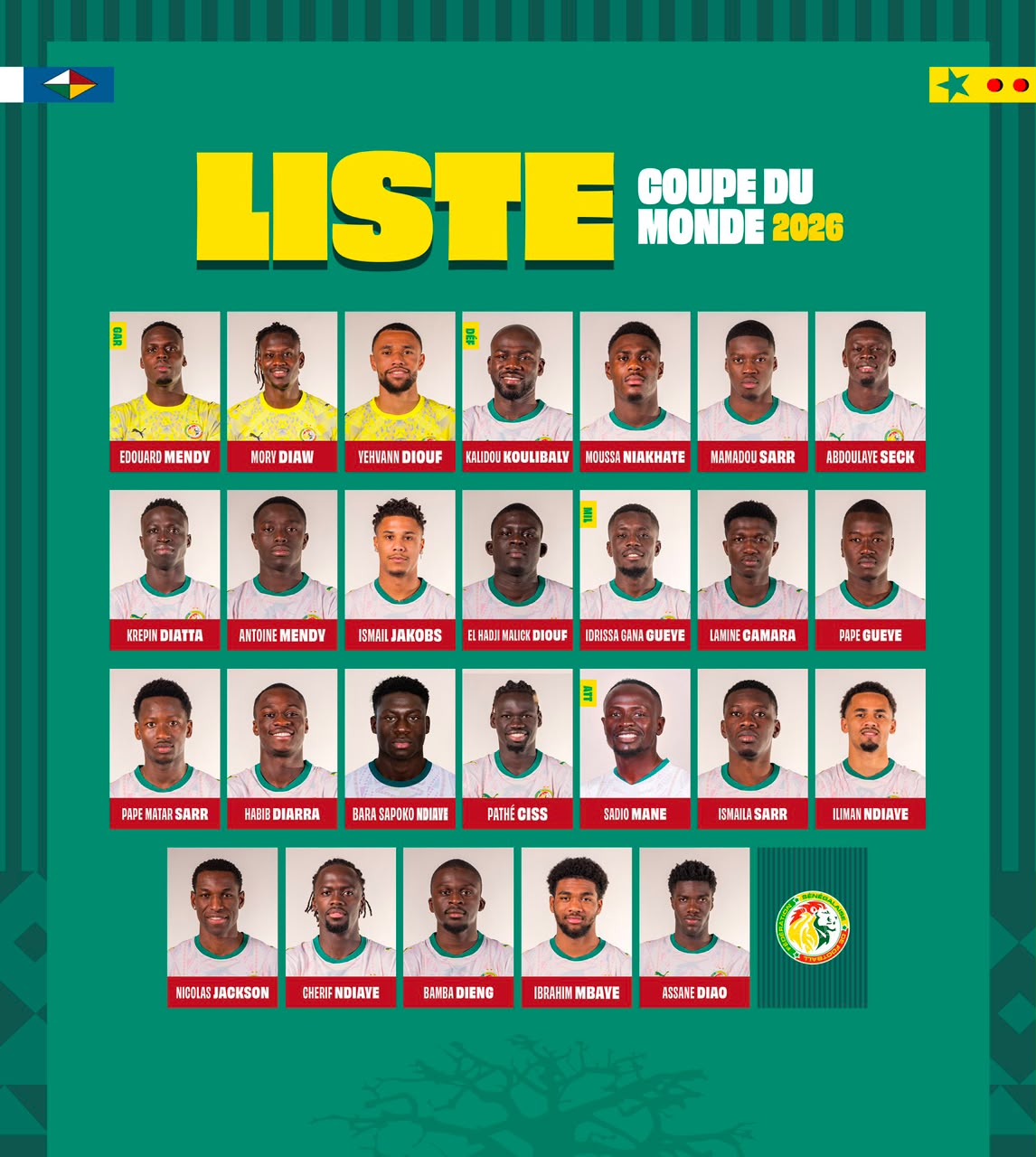 Coupe du Monde 2026 : Pape Thiaw dévoile ses 26 Lions pour défendre les couleurs du Sénégal