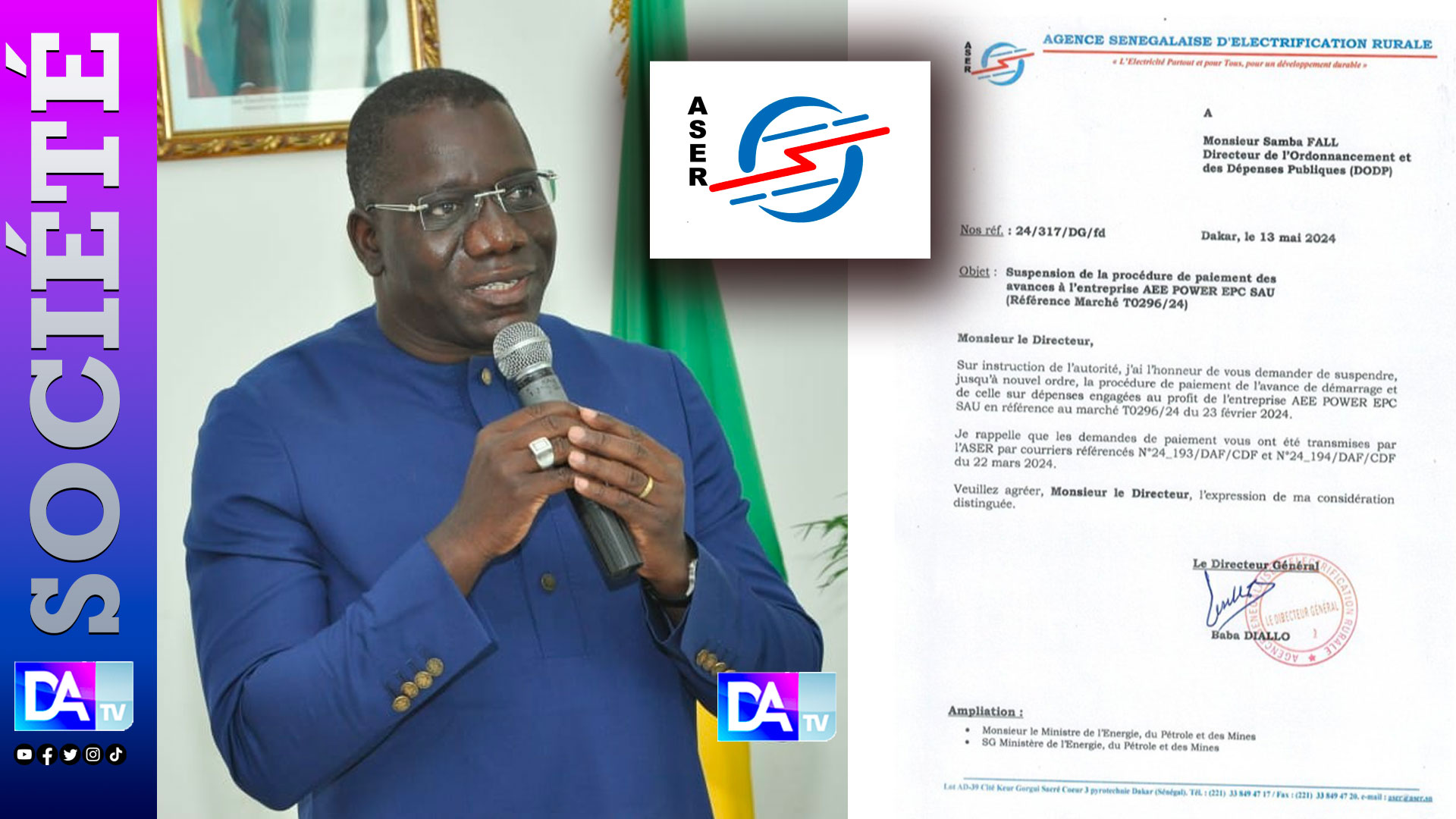Affaire ASER–AEE Power EPC : La lettre de Baba Diallo qui soulève de nouvelles questions sur les décaissements
