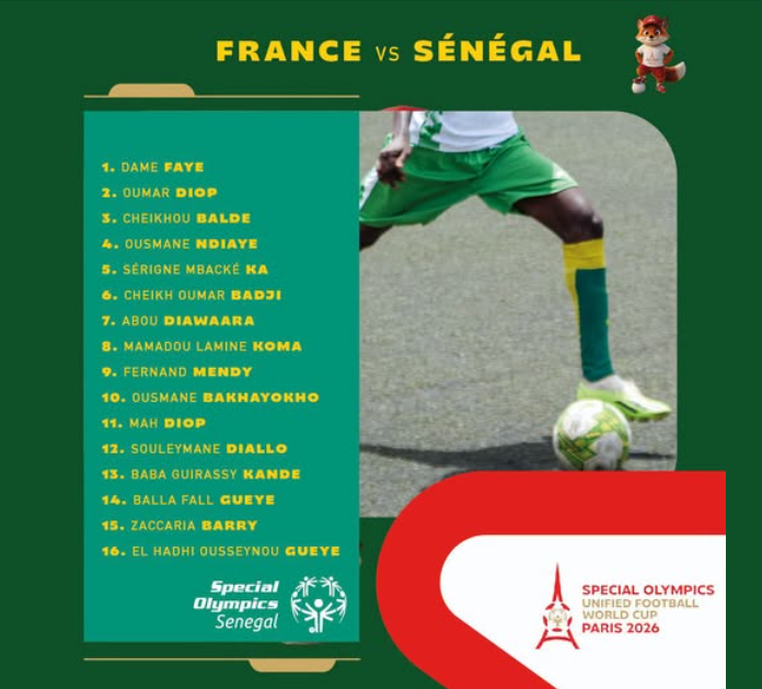 Coupe du monde de football unifié Special Olympics Paris 2026 : Le Sénégal sera représenté par 32 joueurs du 5 au 11 juillet