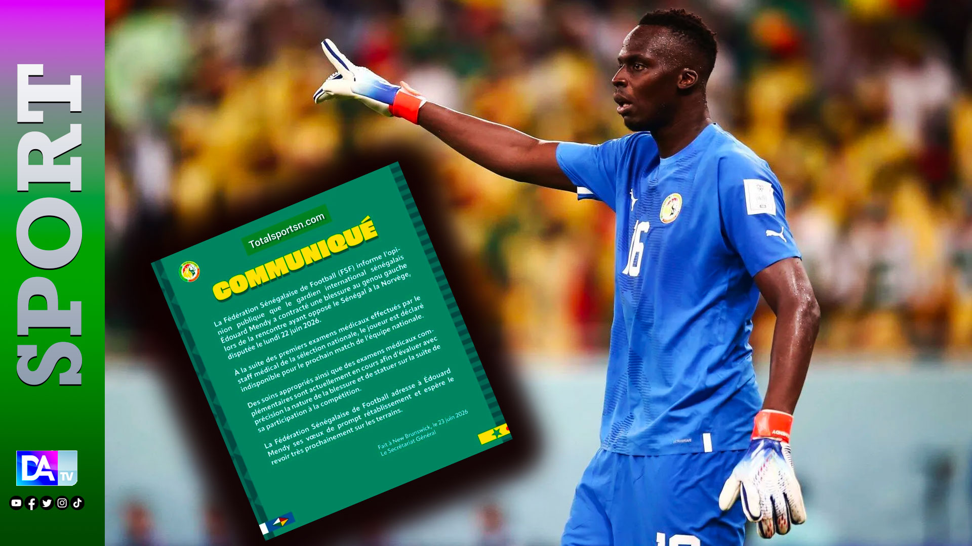 Mondial 2026: « Édouard Mendy blessé au genou est incertain pour la suite du Mondial » (FSF)
