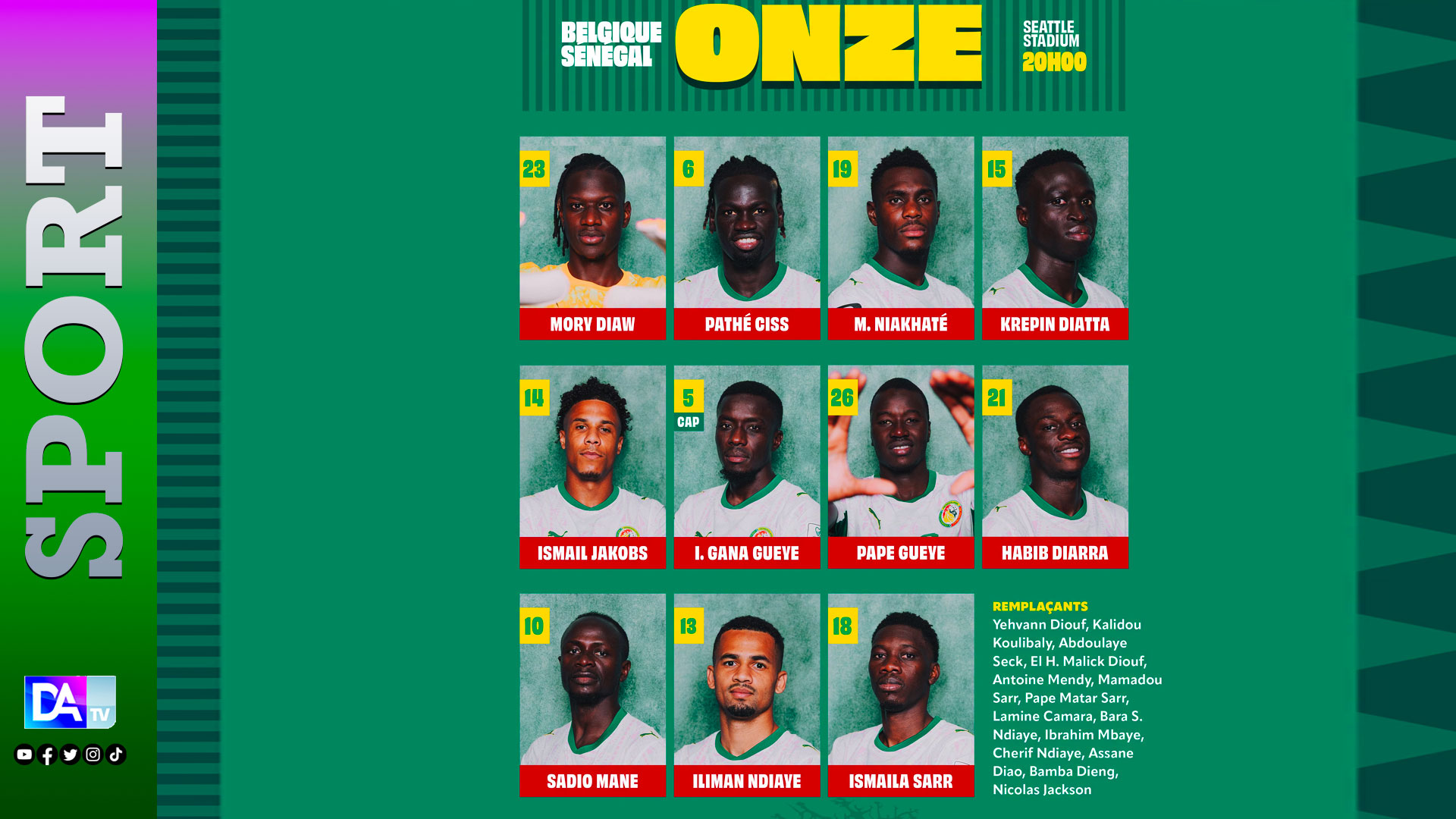 Coupe du monde 2026 : Le onze officiel du Sénégal dévoilé face à la Belgique