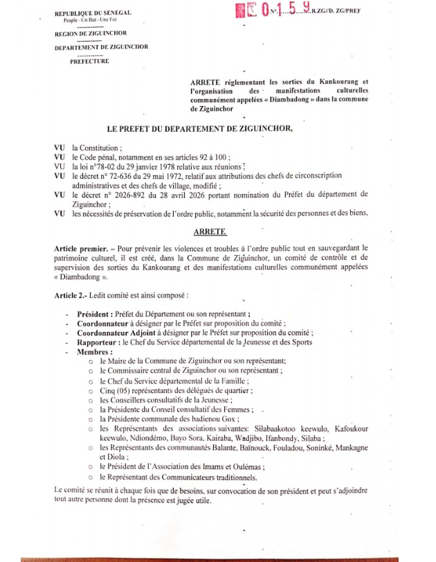 Ziguinchor : les sorties du Kankourang désormais soumises à de nouvelles règles