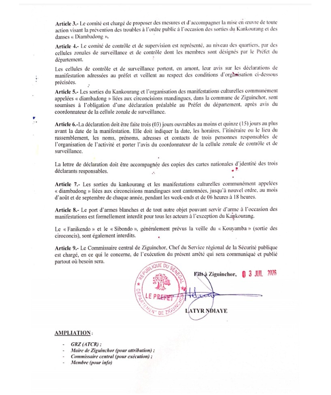 Ziguinchor : les sorties du Kankourang désormais soumises à de nouvelles règles