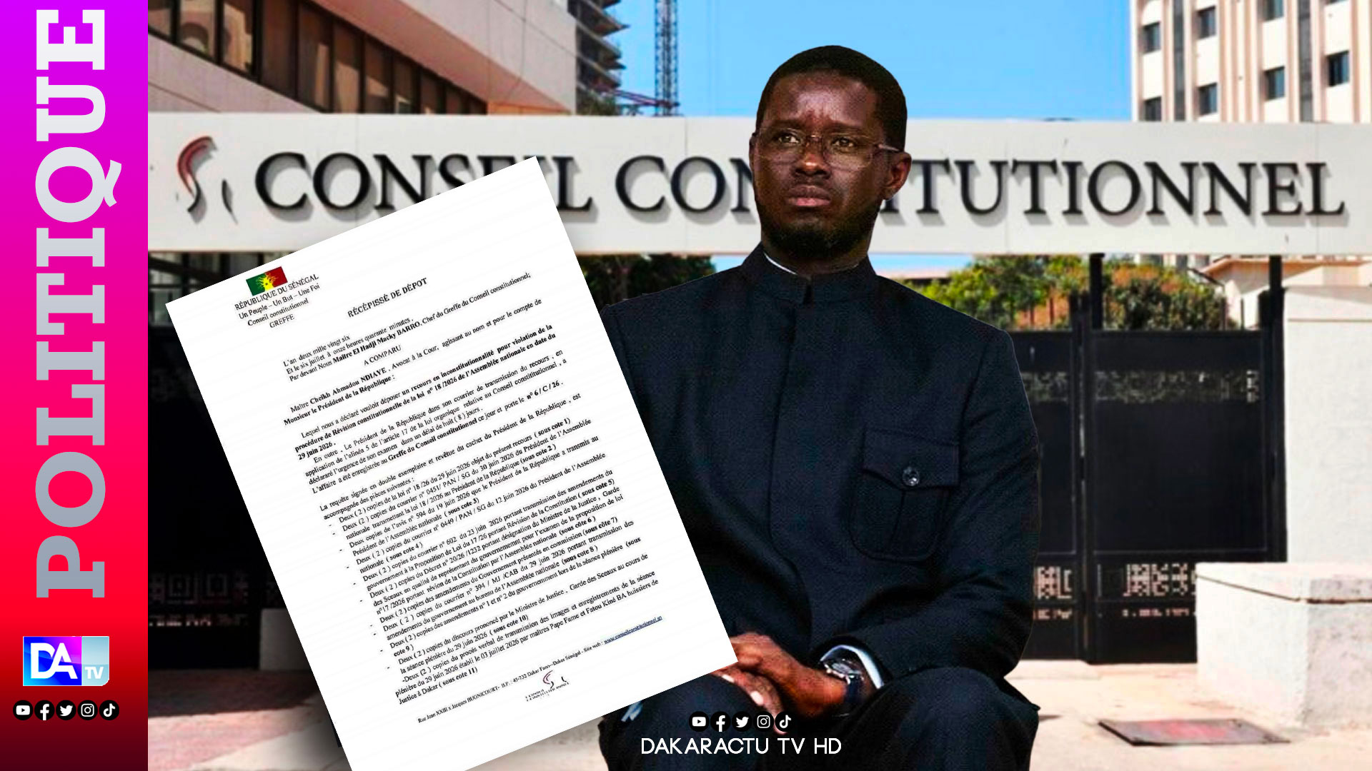 Conseil constitutionnel : le Président de la République Bassirou Diomaye attaque la loi n°18/2026 adoptée par l’Assemblée nationale pour violation de la procédure de Révision constitutionnelle