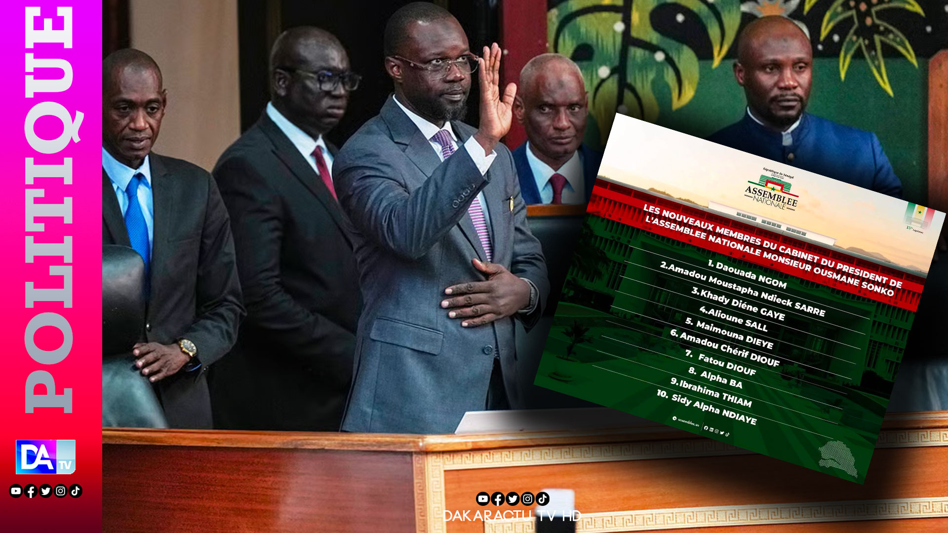 Assemblée nationale : Ousmane Sonko dévoile les nouveaux visages de son cabinet
